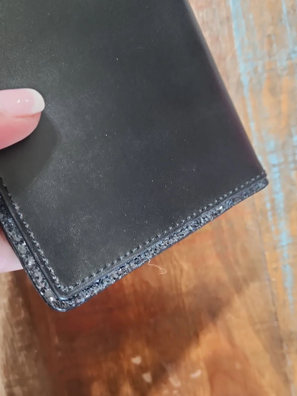 Kate Spade Black Leather Travel Card Passport Holder Sparkle NWT
